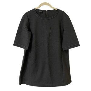 Lafayette 148 New York Dark Gray Boxy Half Sleeve Top Tunic Size Small